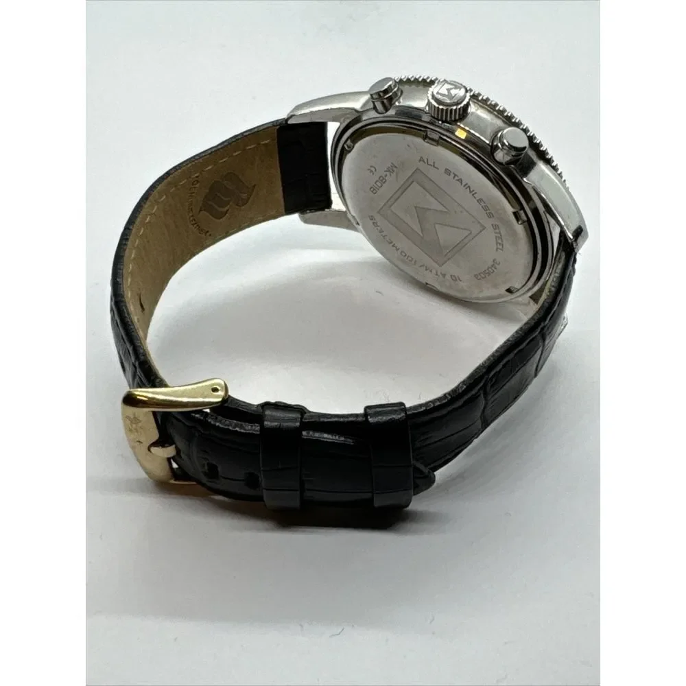 Michael Kors MK8018 Men's Black Leather Analog Dial Quartz Genuine Watch JNA851